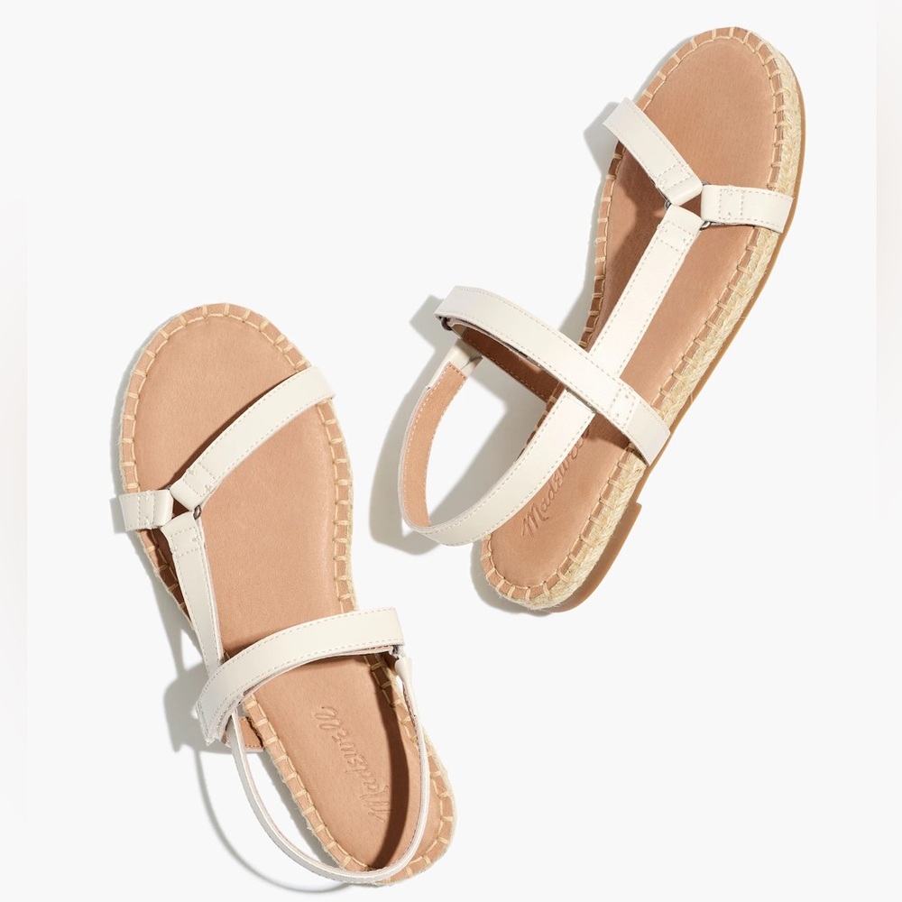 Madewell Hallie Espadrille Sandals‎ in Leather Size 7.5 color Pale Oyster
